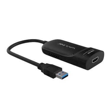 Imagem de Adaptador de Vídeo USB 3.0 para HDMI 2K Preto, Resolução até 2560x1440, Compatível com Windows e Mac OS, Portas Microfone e Fone de Ouvido, Ideal para Trabalho Remoto e Viagens