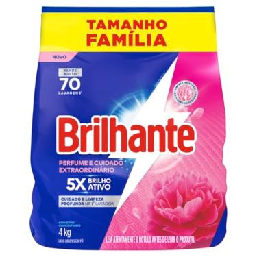 Imagem de Brilhante Lava-Roupas em Pó Perfume e Cuidado Extraordinário Pacote 4kg