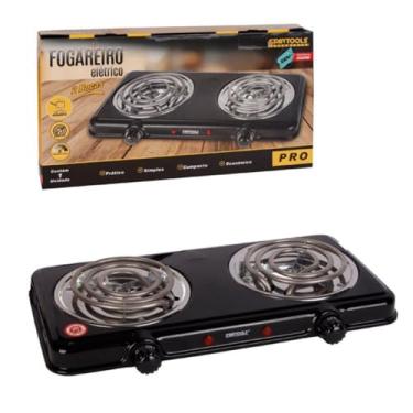 Imagem de Fogareiro Fogão Elétrico Cooktop Portátil 2 Bocas Mesa 2000W Inox Camping 220V Cozimento Rápido