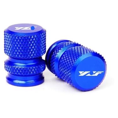 Imagem de BYYINGSUS Parafusos de suporte deslizantes de bobinas M6 compatíveis com YZF R1 R3 R6 R7 R25 1999-2023 Acessórios de motocicleta Tampas de válvula de pneu de alumínio (tampas de válvula-azul)