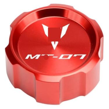 Imagem de Tampa do reservatório de fluido de freio dianteiro traseiro tampa de enchimento de óleo tampa de válvula de pneu compatível com MT07 MT-07 MT 07 FZ07 2015-2020 2021 2022 2023 (vermelho traseiro)