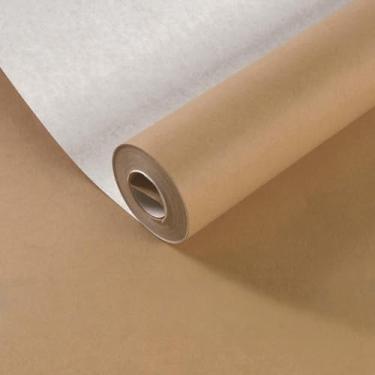 Imagem de ESSMOKO Papel de parede moderno estilo nórdico seda não tecido papel de parede não autoadesivo quarto sala de estar escritório fundo decoração adesivo marrom 53 * 950 cm