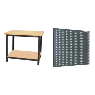 Imagem de Conjunto de Organização Profissional 1 Bancada Aberta Cm 1 Painel para Ferramentas em Aço Presto Preto