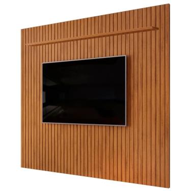 Imagem de Painel TV 75 Pol 275cm Suspenso Ripado Noah D04 Freijó - Mpozenato