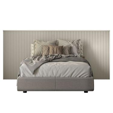 Imagem de Cabeceira Casal e Queen Painel Ripado 241cm Palmeira Off L06 - Mpozenato