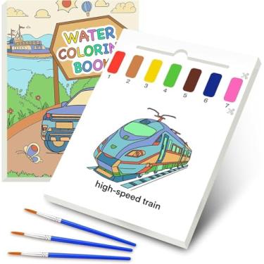 Imagem de Livro de colorir de água para crianças de 1 a 3 anos, livros de pintura com água para crianças, papel aquarela para crianças de 1 a 3 anos, 2 a 4 anos, presente de artesanato de animais (trânsito)