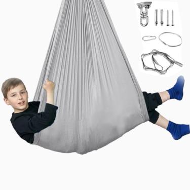 Imagem de Balanço sensorial para crianças e adultos, kit de balanço terapêutico com gancho giratório de 360° para autismo, TDAH, SPD, balanço confortável comporta até 136 kg e tem um efeito calmante em crianças