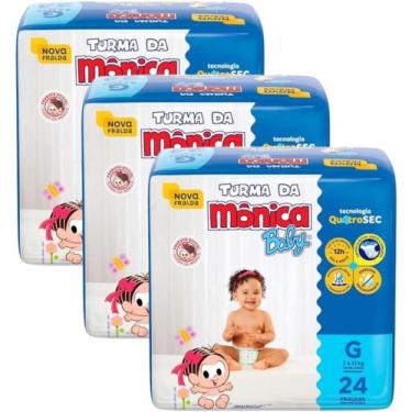 Imagem de Fralda Turma da Mônica Baby - Kit com 3 pacotes - Tam G - 72 Unidades