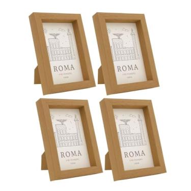 Imagem de Kit 4 Porta Retratos 10x15 cm Madeira MDF Decorativo Sala