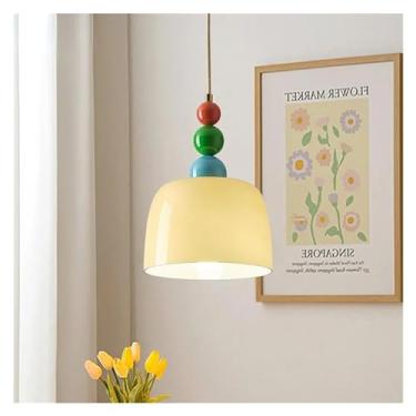 Imagem de Luminária pendente de vidro LED minimalista para decoração de interiores moderna, estilo bege creme, ideal para sala de jantar, estudo, iluminação de cabeceira e lustres de quarto