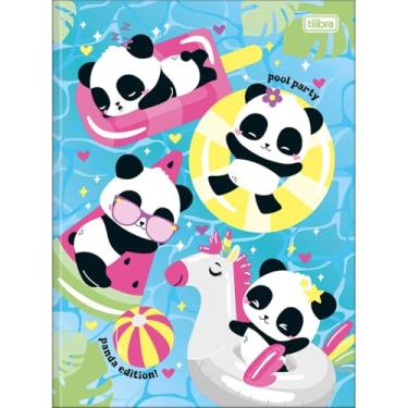 Imagem de Tilibra - Caderno Brochura Capa Dura Universitário Lovely Friend 80 Folhas - Pandas - Fundo Azul Piscina