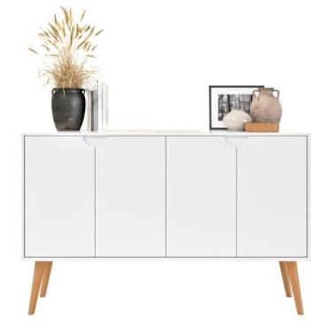 Imagem de Aparador Buffet Bar Retrô 4 Portas Cantinho Do Café Com Pés Retrô (Branco)