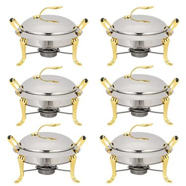 Imagem de Conjunto de prato de atrito 3L, servidor de buffet redondo de aço inoxidável de tamanho completo com panelas, tampa e suportes de combustível, para festa de catering, jantar de casamento, aquecedor