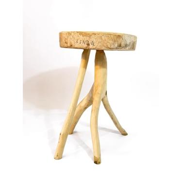 Imagem de Banqueta Redonda Leno Mesinha Multifuncional Rústica 50cm