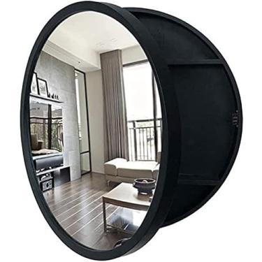 Imagem de AKALNNB Espelho redondo para banheiro armário de armazenamento montado na parede armário de banheiro cozinha armário de banheiro espelho de banheiro com espelho de vaidade de porta deslizante, Reg