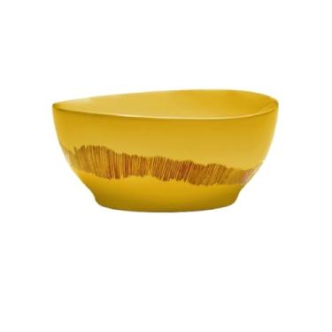 Imagem de URGDWEKJY Tigela de salada, tigela de salada de frutas, tigela de cerâmica para ramen amarelo, tigela de sopa, tigela de frutas