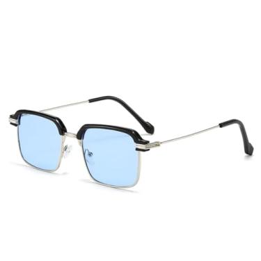 Imagem de HPIRME Óculos retangulares da moda com armação de metal, feminino e masculino, degradê (9)