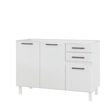 Imagem de Balcão de Pia em Aço 3 Portas 2 Gavetas 120cm sem Pia Liz Telasul - Branco