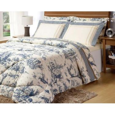 Imagem de Kit Edredom Porcelana Queen 03 Peças Percal 180 Fios - Doce Lar Enxova