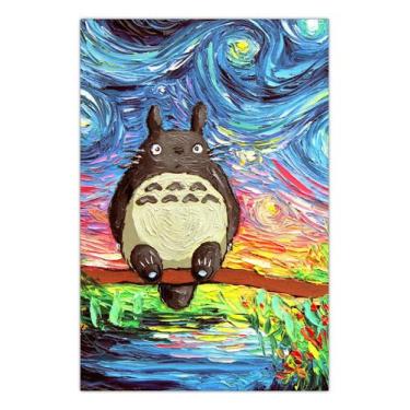 Imagem de Quadro A4 em MDF Totoro Pintura Studio Ghibli 001 - Placa - Pomps Geek