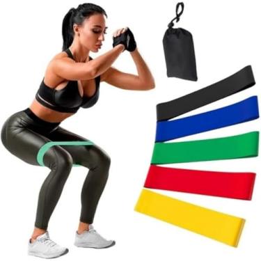 Imagem de Kit 5 Faixas Elasticas de Exercício Mini Band – 5 Niveis de Resistencia – Faixas Treino em Casa, Gluteos, Faixas Pilates, Yoga, Fitness, Treino Crossfit – Faixa para exercicios.