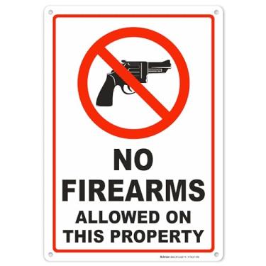 Imagem de Brimar - 17,8 cm x 25,4 cm - Não são permitidas armas de fogo nesta placa de propriedade - Alumínio livre de ferrugem de 0,40 polegadas - Fácil instalação - Segurança aprimorada