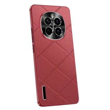 Imagem de HAOMRIYL Shell for Honor Magic 8 Pro/8, capa de telefone de couro com proteção de lente de metal, ajuste fino, à prova de choque, minimalista, estilo comercial, vermelho, 8