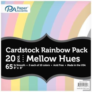 Imagem de Paper Accents Pacote sortido de cartolina 20 x 20 cm, arco-íris, 29,5 kg, tons suaves 20 peças, sortidos