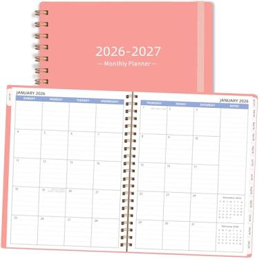 Imagem de Agenda mensal 2026-2027 (19 x 24 cm), agenda mensal de 18 meses de janeiro de 2026 a junho de 2027, agenda 2026 com abas e bolso, rosa