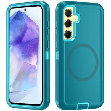 Imagem de Asuwish Capa de celular para Samsung Galaxy A55 5G com protetor de tela de vidro temperado Capa magnética híbrida à prova de choque à prova de quedas acessórios resistentes A 55 55A A555G mulheres