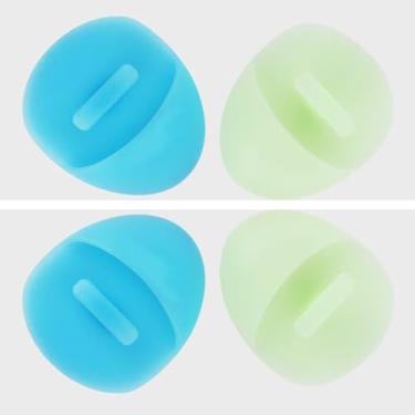 Imagem de Escovas de limpeza facial com cerdas de silicone macias, ferramenta de lavagem portátil, 2 azuis e 2 verdes