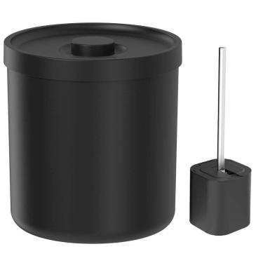 Imagem de Lixeira Para Banheiro 6L E Escova Sanitária Preta - Ou