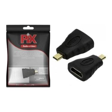 Imagem de Adaptador Micro Hdmi Macho Para Hdmi Femea Gold Chipsce Pix