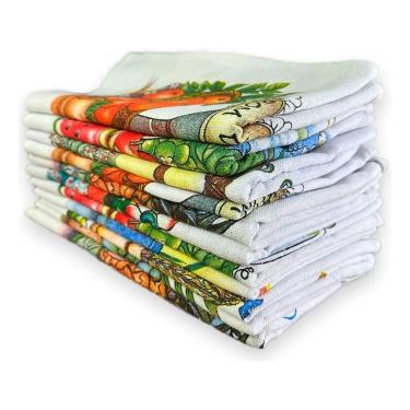 Imagem de Pano De Prato Estampado Kit Com 10 Unidades