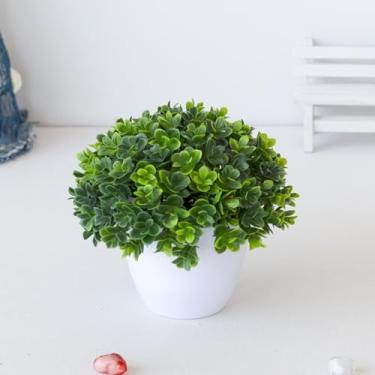 Imagem de 1 peça de plantas artificiais, árvore, mesa de escritório, decoração de plástico, jardim, plantas falsas, vasos para casa, ornamentos em vasos, 13 x 13 cm (Melaleuca)