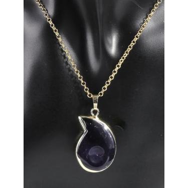 Imagem de Colar com pingente de caracol dourado de 61 cm, cristais de proteção gmestone de cristal natural, ametista/quartzo rosa presentes, One Size, Cristal, Sem Pedra Preciosa