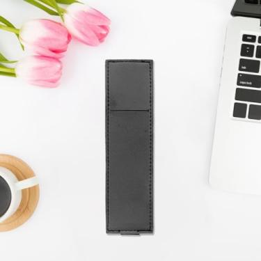 Imagem de Alça elástica para notebook, couro PU, ajustável, manga para caneta, clipe para duas canetas