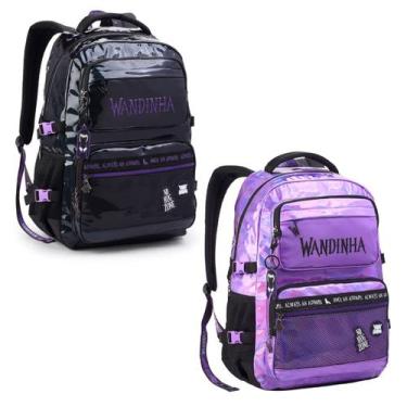 Imagem de Mochila Costas Escolar Infantil Holográfica Wandinha PRETO - SEANITE