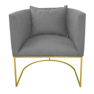 Imagem de Poltrona Paola Suede Base Metálica Dourado grafite