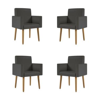 Imagem de Kit 4 Poltronas Nina Decorativa Recepção Sala Oferta Courino Cor:courino Cinza