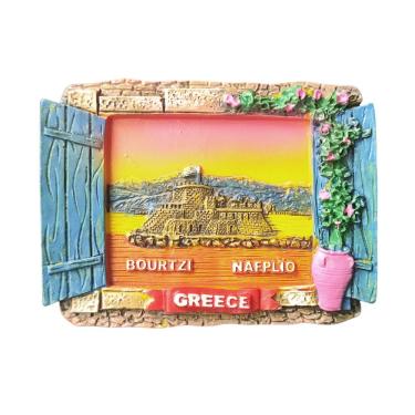 Imagem de Ímã de geladeira Bourtzi Castle Greece Resina pintada à mão em 3D
