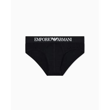 Imagem de Emporio Armani Cueca masculina de jérsei de algodão elástico, preta, Preto, GG-XXG