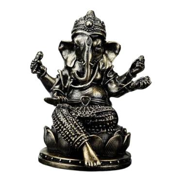 Imagem de IEUDNS Estátua do Senhor Ganesha, estatueta de Ganesha, ornamento artesanal, escultura religiosa de Buda para inauguração de casa, escritório, quarto ou, Bronze 8.5x7x10.5cm