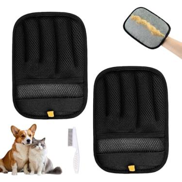 Imagem de Luvas de remoção de pelos de animais de estimação, 2 peças de remoção de pelos de cães e gatos de dupla face, luvas reutilizáveis para gatos e cães, adequadas para sofá, móveis, limpeza, ferramenta de