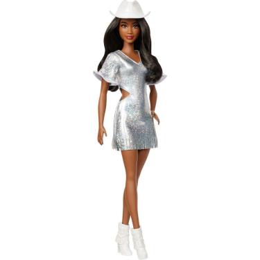 Imagem de Boneca Fashion Barbie Fashionistas #239 Cabelo preto com vestido