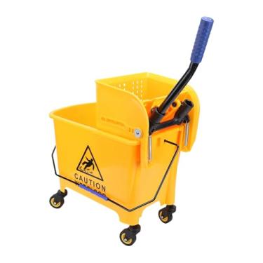 Imagem de Zhjvihx Balde de Esfregão, Espremedor de Prensa Lateral Comercial de 20L Com Rodas Giratórias de 360° e Alça para Limpeza de Piso Em Restaurantes, Escritórios, Locais Industriais,