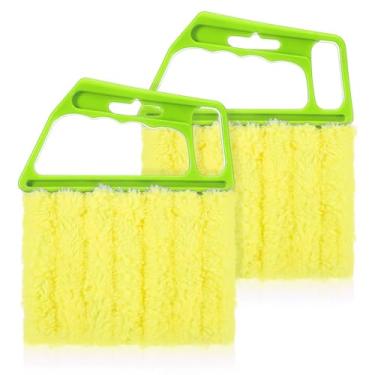 Imagem de ZDSLASHES Pacote com 2 ferramentas de limpeza de persianas de microfibra – espanador lavável com 7 dedos para persianas venezianas, ventiladores e superfícies de madeira – Cabeça flexível com alça