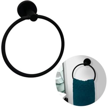 Imagem de Dona D Cor, Porta Toalha Argola Preto Fosco Inox Toalheiro Redondo Para Banheiro Suporte Toalha De Rosto De Parede Aço Inox 304 Aces