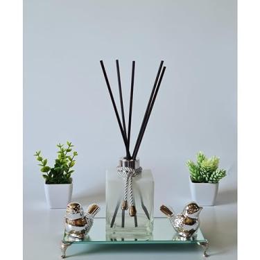 Imagem de Kit Sala, Difusor, Aromatizador De Ambiente, bandeja com pezinho(Cubo B Degr/Prata)