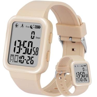 Imagem de Relógio digital para homens e mulheres, rastreador de atividades com luz de fundo EL, sem necessidade de aplicativo/telefone, relógio esportivo com contador de passos, pedômetro, cronômetro